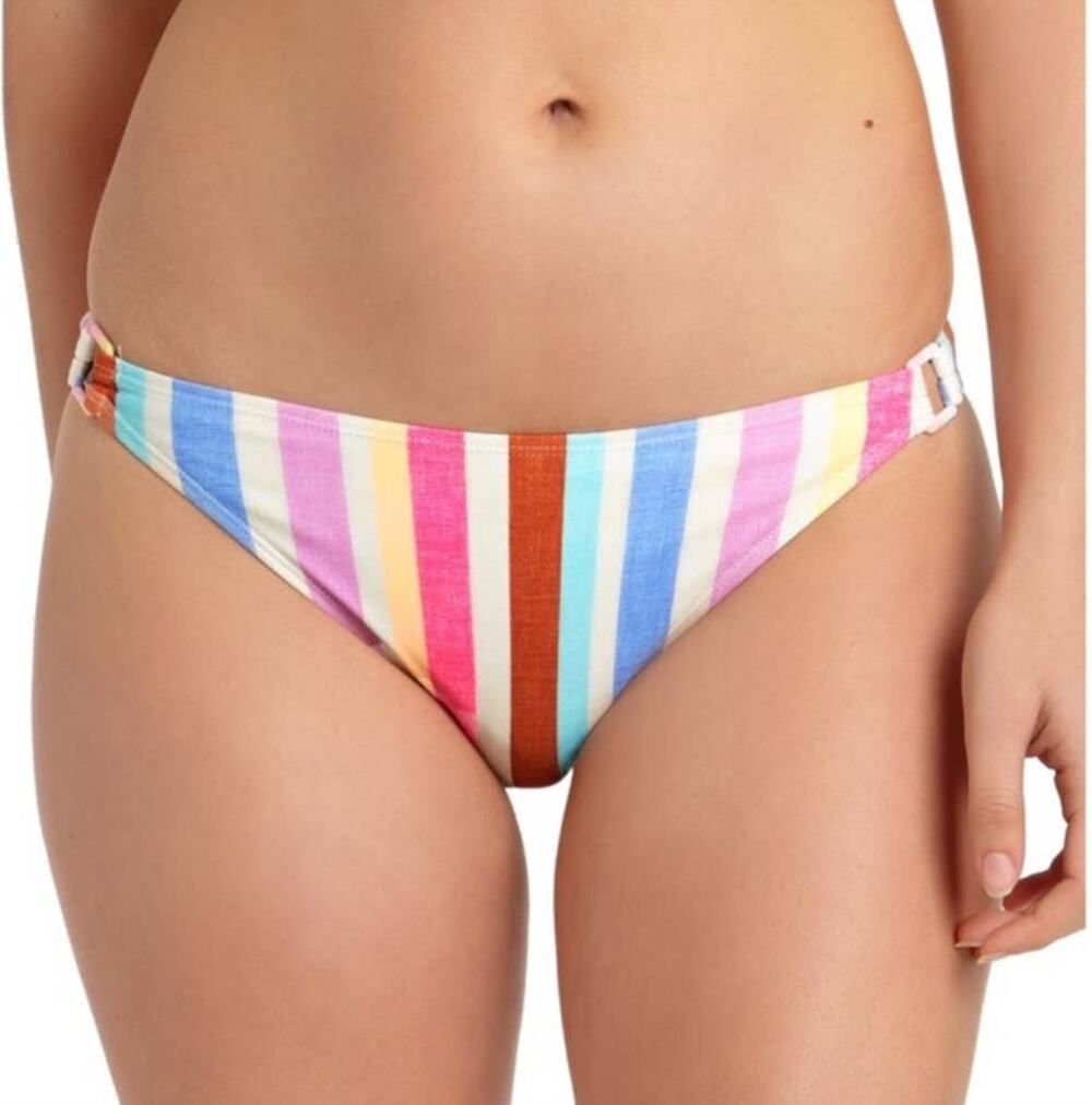 California Waves Rainbow Striped Hipster Bikini Bottoms - XS
